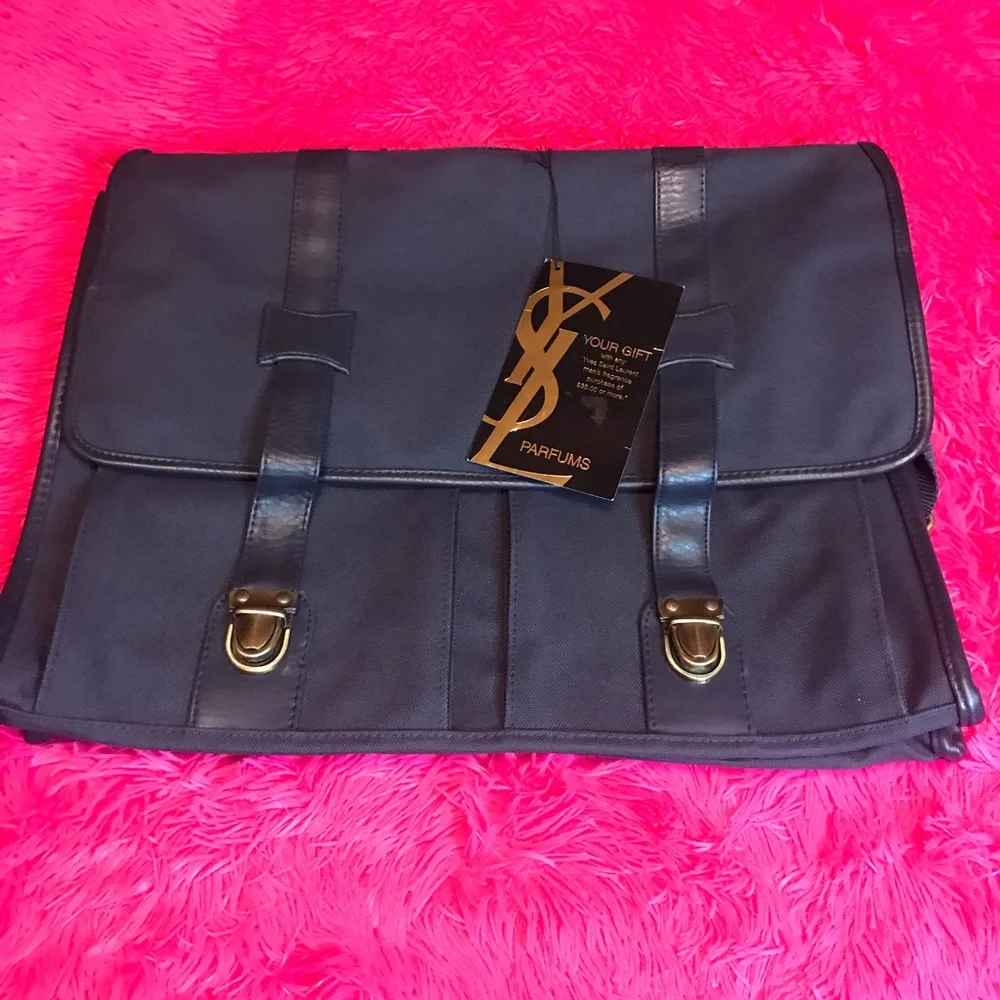 Yves Saint Laurent Black Messenger Bag with Gold Hardware